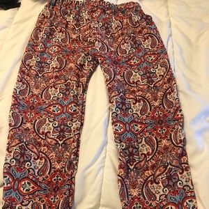 Celeste pants, size 10 girls, red, light blue, dark blue, white, peach